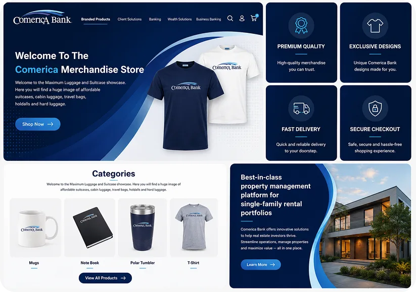 Comerica Merchandise Store Outcome Mockup 2